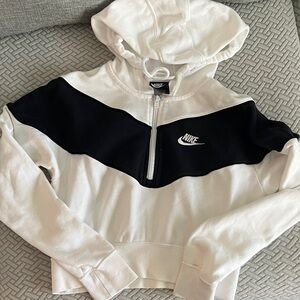 Nike Black and White Crop Zip-Up Hoodie